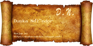Duska Nándor névjegykártya